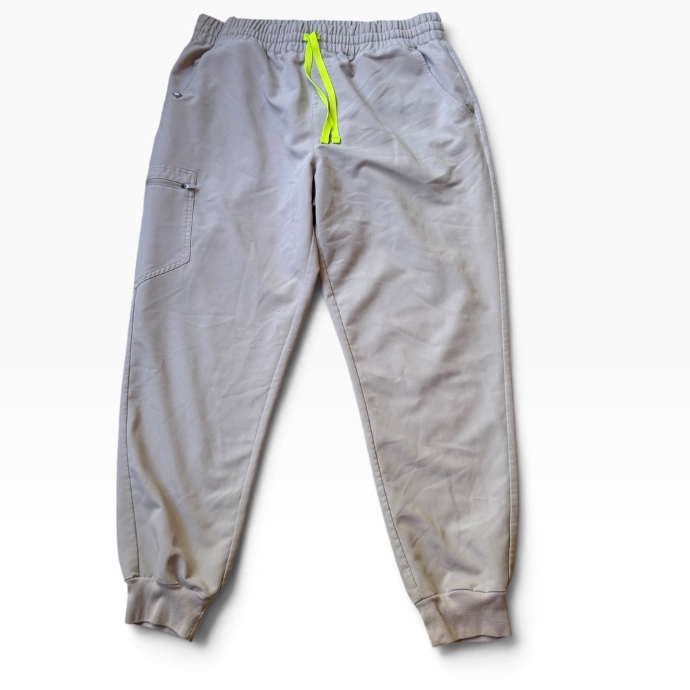 Figs Womens XL Zamorra Jogger Scrub Pants Gray Neon Yellow W20SW2028
